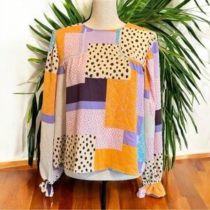 FATE Patchwork Long Sleeve Blouse - Size Small